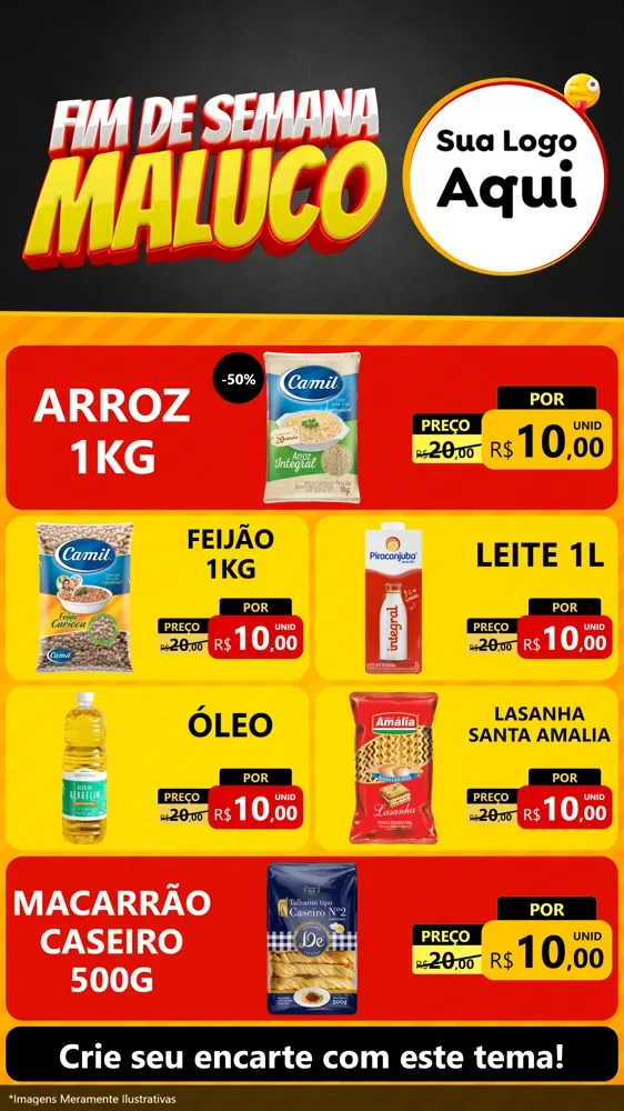Modelo de TV para TV Vertical com o tema Final de Semana Maluco para Supermercado