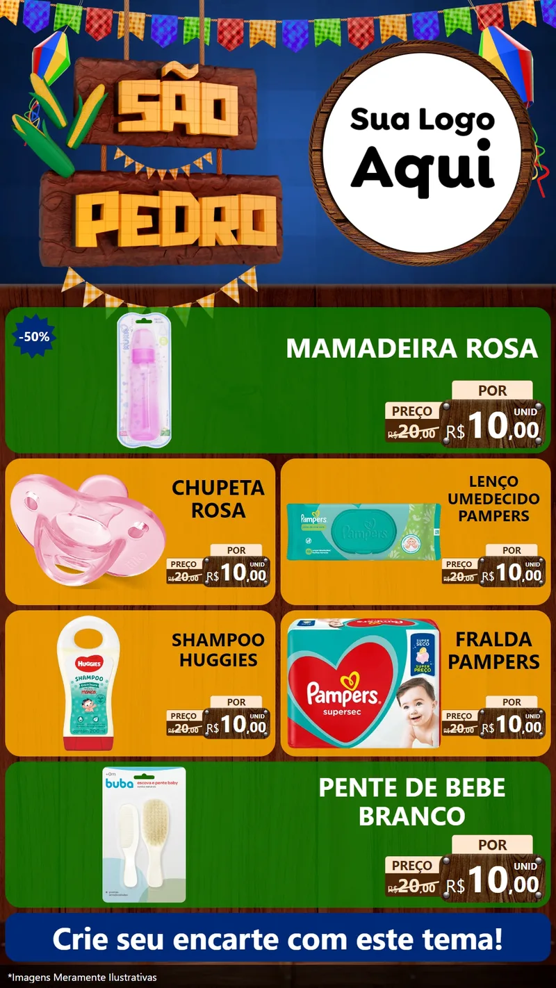 Modelo de TV para TV Vertical com o tema São Pedro para Bebês