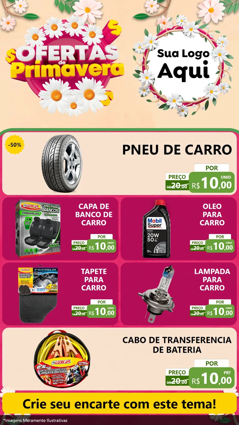 Modelo de TV para TV Vertical com o tema Ofertas de Primavera para Auto peças