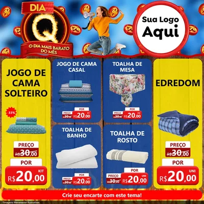 Modelo de Rede Social para Feed Facebook com o tema Dia Q - O Dia Mais Barato Do Mês para Cama, Mesa e Banho
