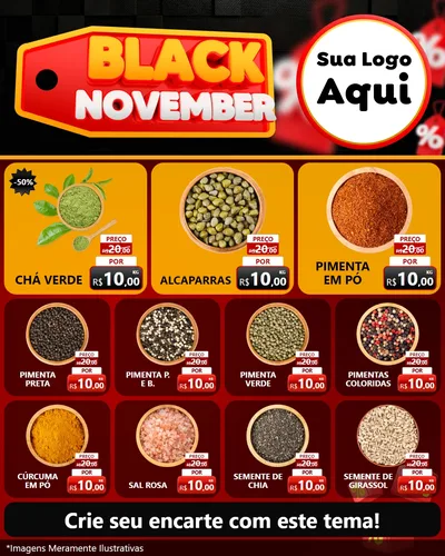 Modelo de Rede Social para Feed Instagram com o tema Black November para Produtos Naturais