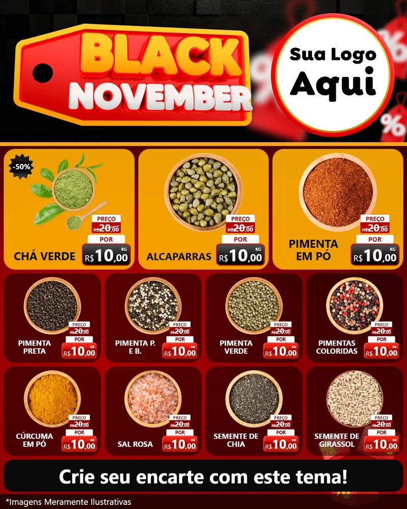 Modelo de Rede Social para Feed Instagram com o tema Black November para Produtos Naturais