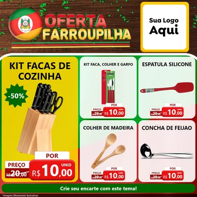 Modelo de Rede Social para Feed Facebook com o tema Oferta Farroupilha para Utilidades Domésticas