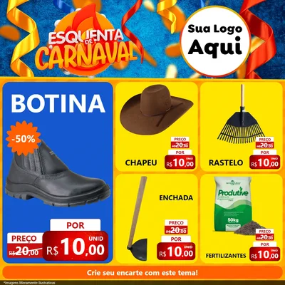 Modelo de Rede Social para Feed Facebook com o tema Esquenta de Carnaval para Agropecuária