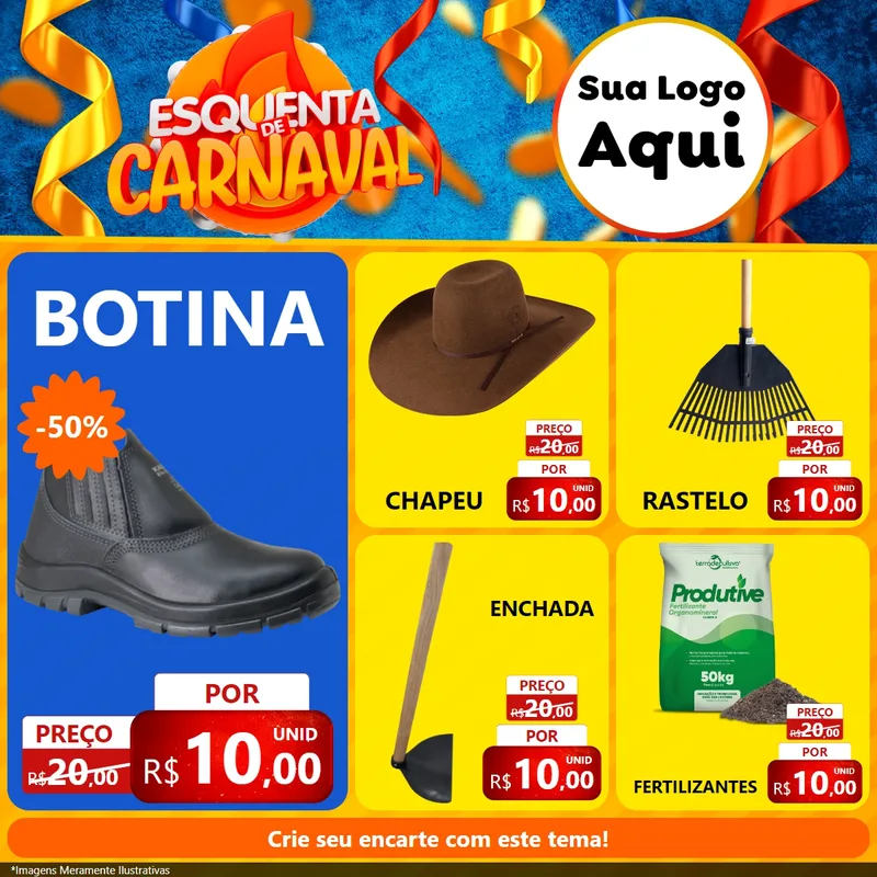 Modelo de Rede Social para Feed Facebook com o tema Esquenta de Carnaval para Agropecuária