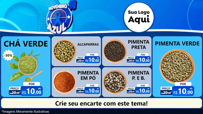 Modelo de TV para TV Horizontal com o tema Novembro Azul para Produtos Naturais