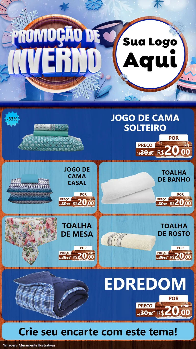 Modelo de TV para TV Vertical com o tema Promoção de Inverno para Cama, Mesa e Banho