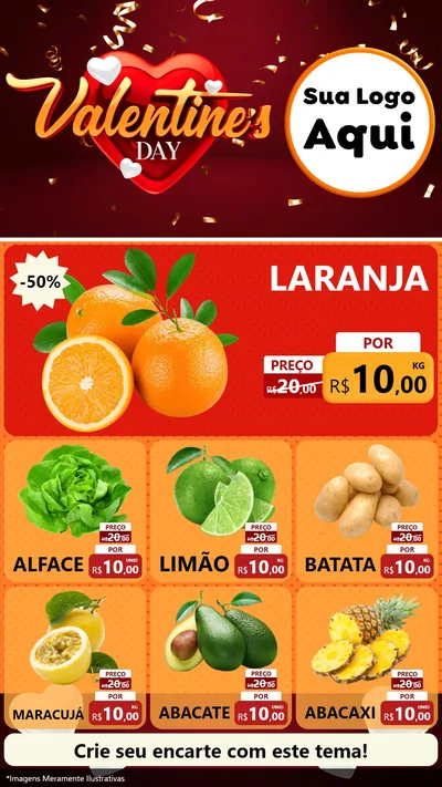 Modelo de Rede Social para Stories com o tema Valentine's Day para Hortifrúti