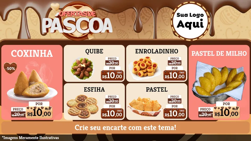 Modelo de TV para TV Horizontal com o tema Ofertas de Páscoa para Salgadaria