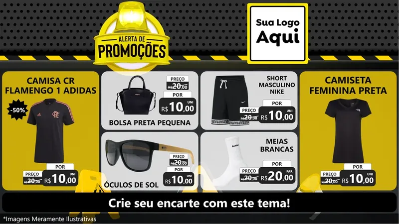Modelo de TV para TV Horizontal com o tema Alerta de Promoções para Roupas e acessórios