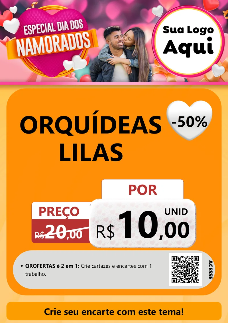 Modelo de Cartaz para Cartaz A4 Vertical com o tema Especial Dia dos Namorados para Floricultura e jardim