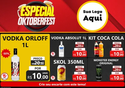 Modelo de Encarte para Encarte A4 Horizontal com o tema Especial Oktoberfest para Distribuidora de bebidas