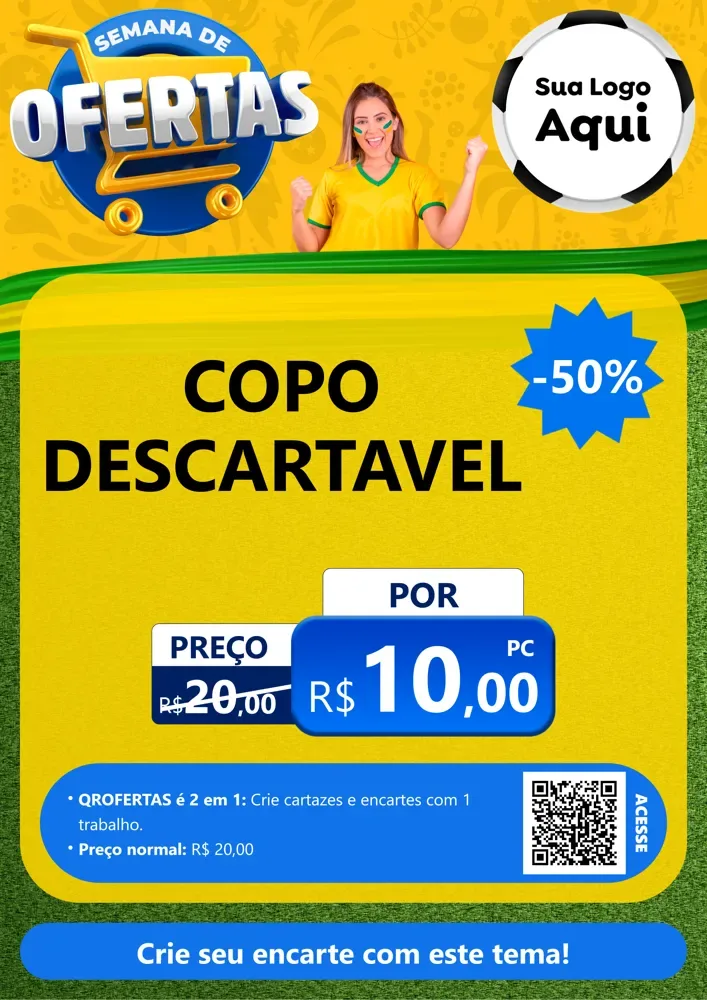 Modelo de Cartaz para Cartaz A4 Vertical com o tema Semana de Ofertas - Copa para Embalagens