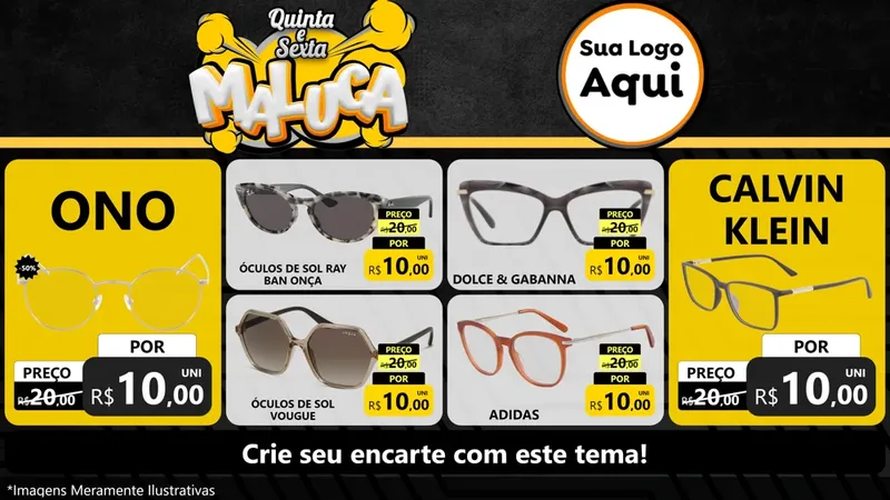 Modelo de TV para TV Horizontal com o tema Quinta e Sexta Maluca para Óticas