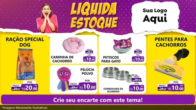 Modelo de TV para TV Horizontal com o tema Liquida estoque para Pet Shop