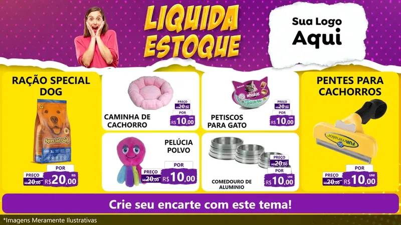 Modelo de TV para TV Horizontal com o tema Liquida estoque para Pet Shop