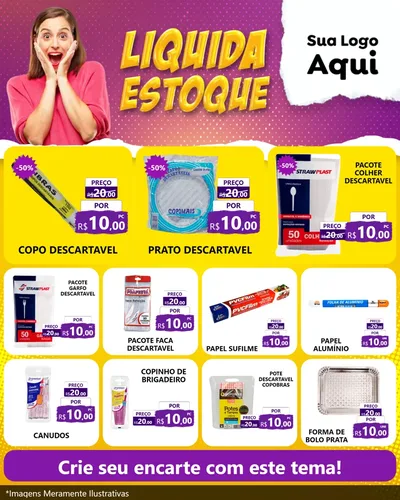 Modelo de Rede Social para Feed Instagram com o tema Liquida estoque para Embalagens