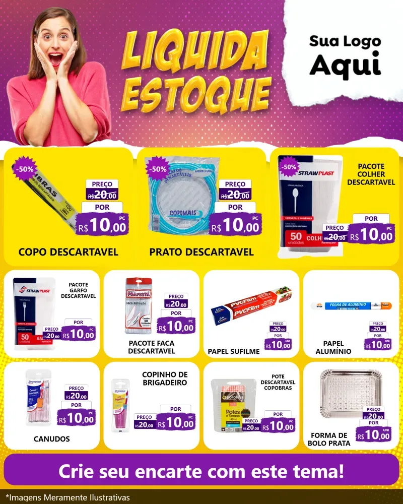 Modelo de Rede Social para Feed Instagram com o tema Liquida estoque para Embalagens