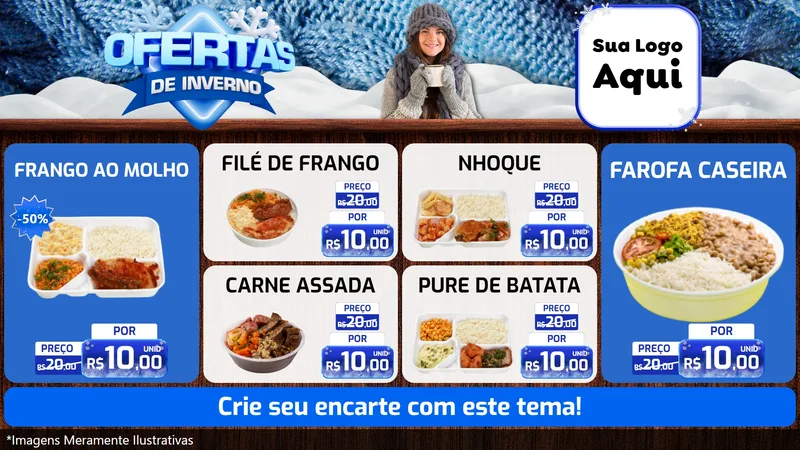 Modelo de TV para TV Horizontal com o tema Ofertas de Inverno para Restaurante