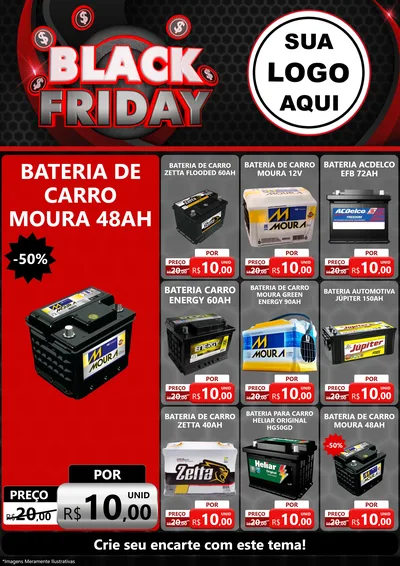 Modelo de Encarte para Encarte A4 Vertical com o tema Black Friday para Baterias Elétricas