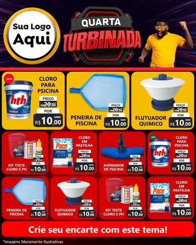 Modelo de Rede Social para Feed Instagram com o tema Quarta Turbinada para Produtos para Piscina