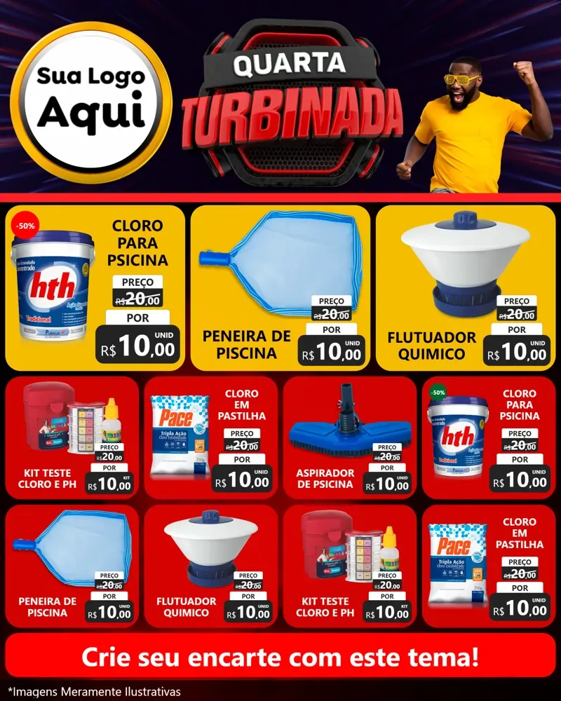Modelo de Rede Social para Feed Instagram com o tema Quarta Turbinada para Produtos para Piscina