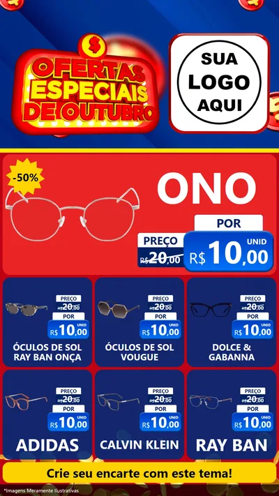 Modelo de Rede Social para Stories com o tema Ofertas Especiais de Outubro para Óticas