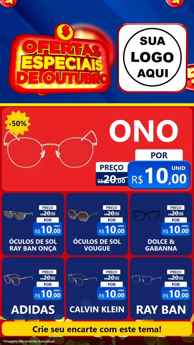 Modelo de Rede Social para Stories com o tema Ofertas Especiais de Outubro para Óticas