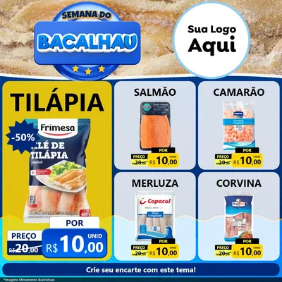 Modelo de Rede Social para Feed Facebook com o tema Semana do Bacalhau para Peixaria