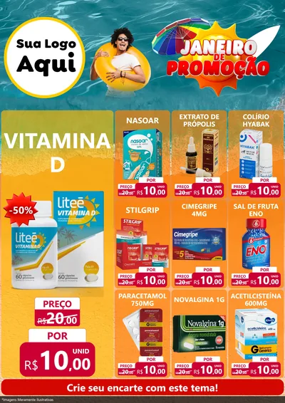 Modelo de Encarte para Encarte A4 Vertical com o tema Janeiro de Promoção para Farmácia