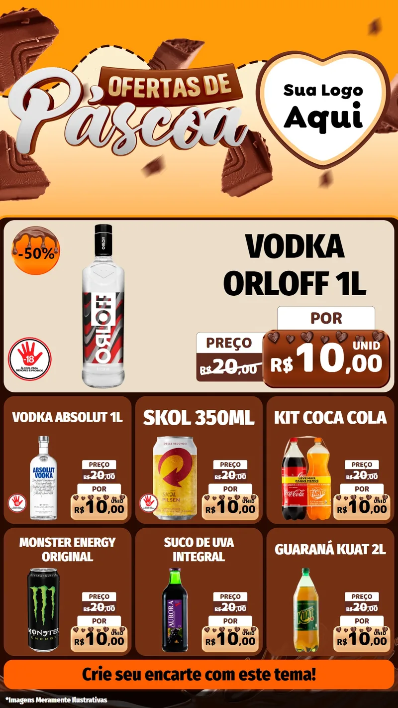 Modelo de Rede Social para Stories com o tema Ofertas de Páscoa para Distribuidora de bebidas