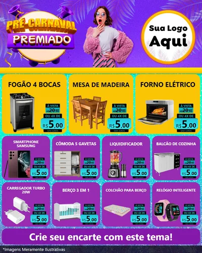 Modelo de Rede Social para Feed Instagram com o tema Pré-Carnaval Premiado para Móveis e Eletro