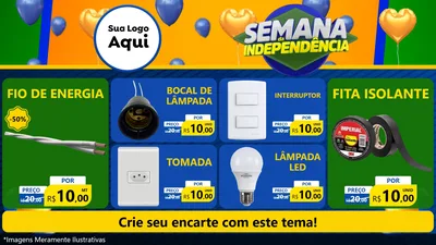 Modelo de TV para TV Horizontal com o tema Semana da Independência para Materiais Elétricos