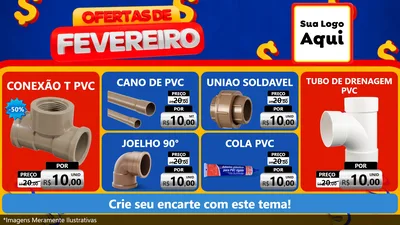 Modelo de TV para TV Horizontal com o tema Ofertas de Fevereiro para Tubos e conexões
