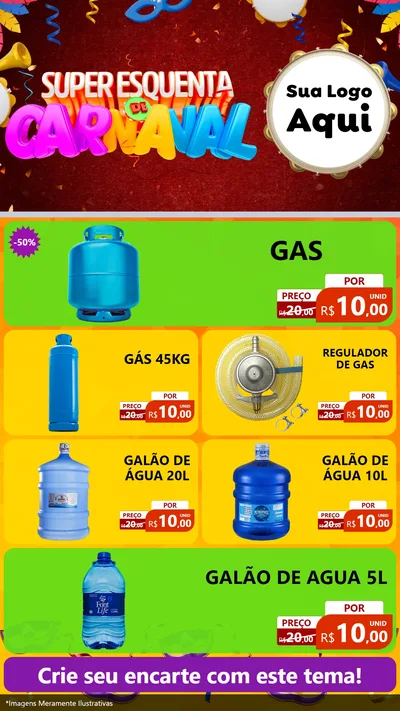 Modelo de TV para TV Vertical com o tema Super Esquenta de Carnaval para Água e gás