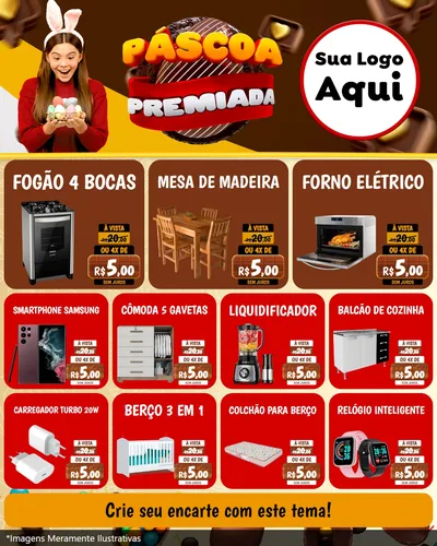 Modelo de Rede Social para Feed Instagram com o tema Páscoa Premiada para Móveis e Eletro