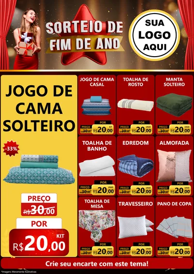 Modelo de Encarte para Encarte A4 Vertical com o tema Sorteio de Fim de Ano para Cama, Mesa e Banho