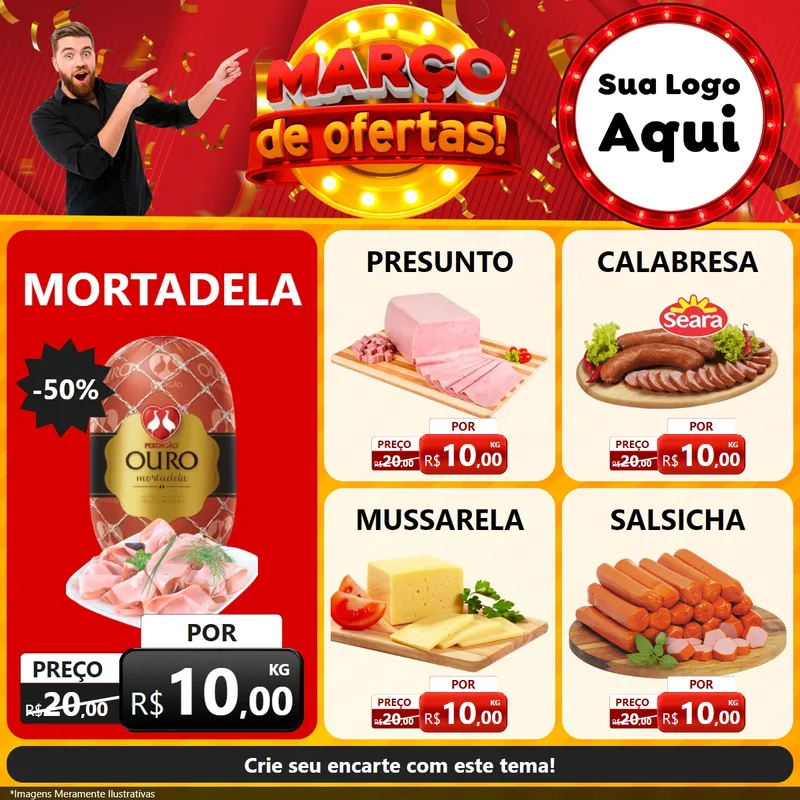 Modelo de Rede Social para Feed Facebook com o tema Março de Ofertas! para Frios e Laticínios