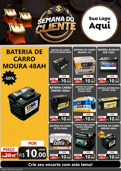 Modelo de Encarte para Encarte A4 Vertical com o tema Semana do Cliente para Baterias Elétricas