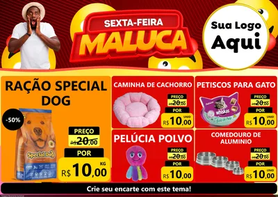 Modelo de Encarte para Encarte A4 Horizontal com o tema Sexta-feira Maluca para Pet Shop