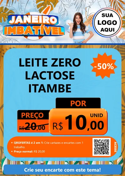Modelo de Cartaz para Cartaz A4 Vertical com o tema Janeiro Imbatível para Frios e Laticínios