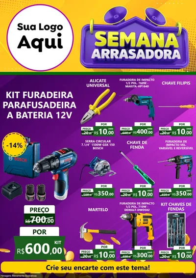 Modelo de Encarte para Encarte A4 Vertical com o tema Semana Arrasadora para Maquinas e Ferramentas