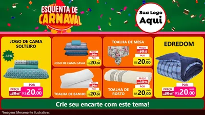 Modelo de TV para TV Horizontal com o tema Esquenta de Carnaval para Cama, Mesa e Banho