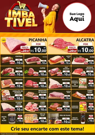 Modelo de Encarte para Encarte A4 Vertical com o tema Fim de Semana Imbatível para Açougue