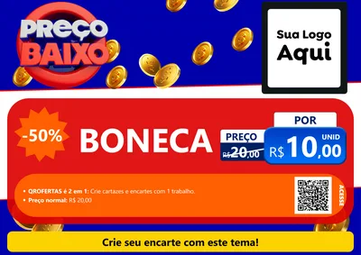 Modelo de Cartaz para Cartaz A4 Horizontal com o tema Preço Baixo para Brinquedos