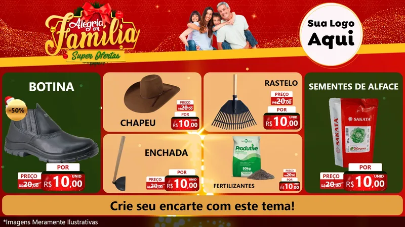 Modelo de TV para TV Horizontal com o tema Alegria em Família Super Ofertas - Natal para Agropecuária