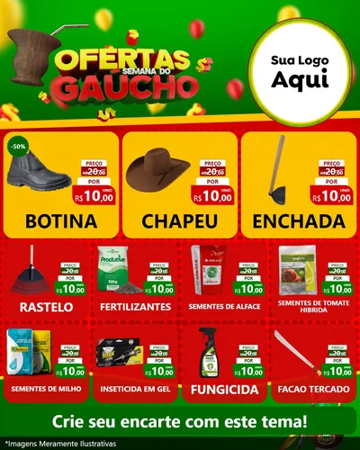 Modelo de Rede Social para Feed Instagram com o tema Ofertas Semana Do Gaúcho para Agropecuária