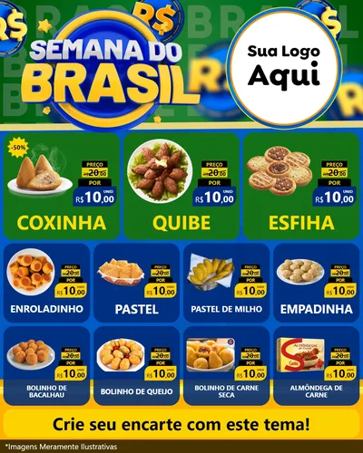 Modelo de Rede Social para Feed Instagram com o tema Semana Do Brasil para Salgadaria
