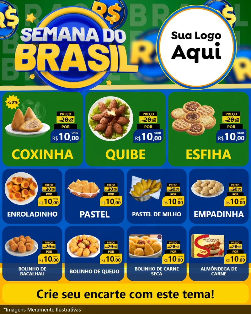 Modelo de Rede Social para Feed Instagram com o tema Semana Do Brasil para Salgadaria