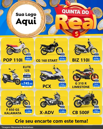 Modelo de Rede Social para Feed Instagram com o tema Quinta do Real para Concessionaria de Motos
